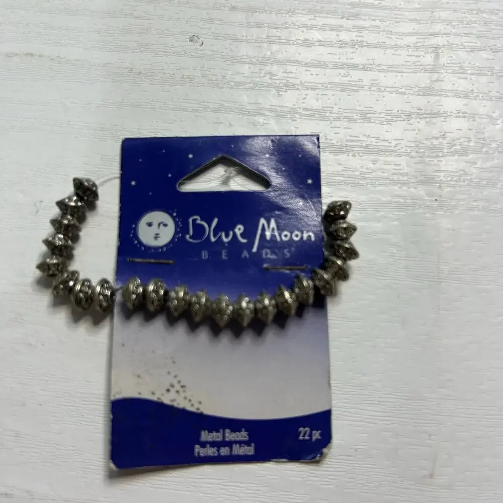 Blue Moon Beads Silver Metal Rondelle Findings Lot 7 Packs